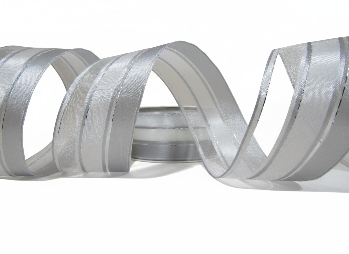 Panglica decorativa argintie 3,8 cm x 2m