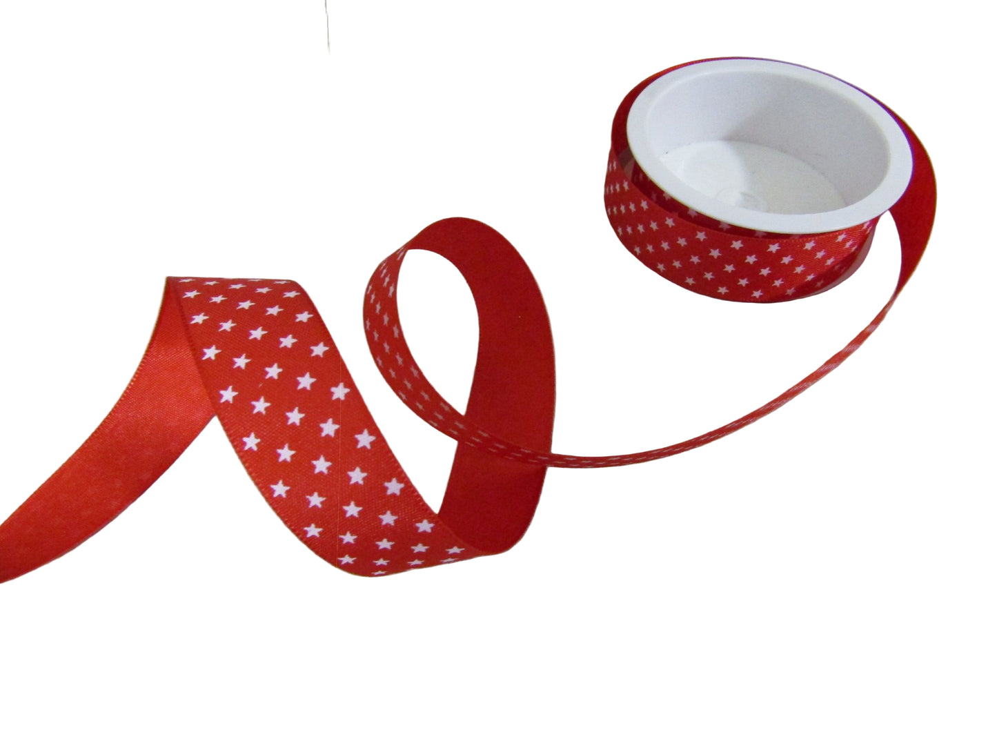 Panglica decorativa rosu cu stelute 2,5 cm x 2,5 m