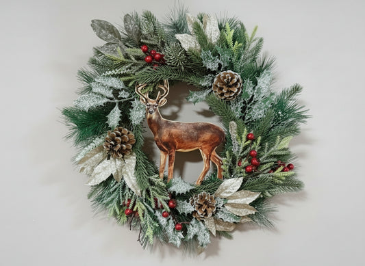 Coronita decorativa de craciun cu cerb 50 cm