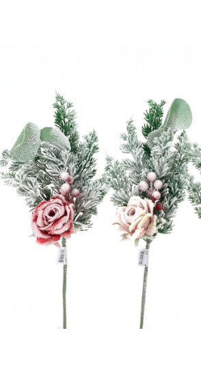 Buchet bogat inzapezit tuia, brad, ilex, pin, frunze brumate eucalipt, conuri, trandafir 45 cm - Roșu