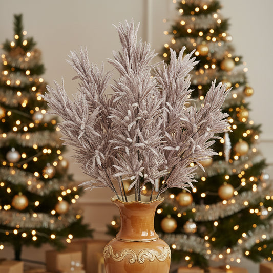 Ramura decorativa roz cu sclipici, 46 cm