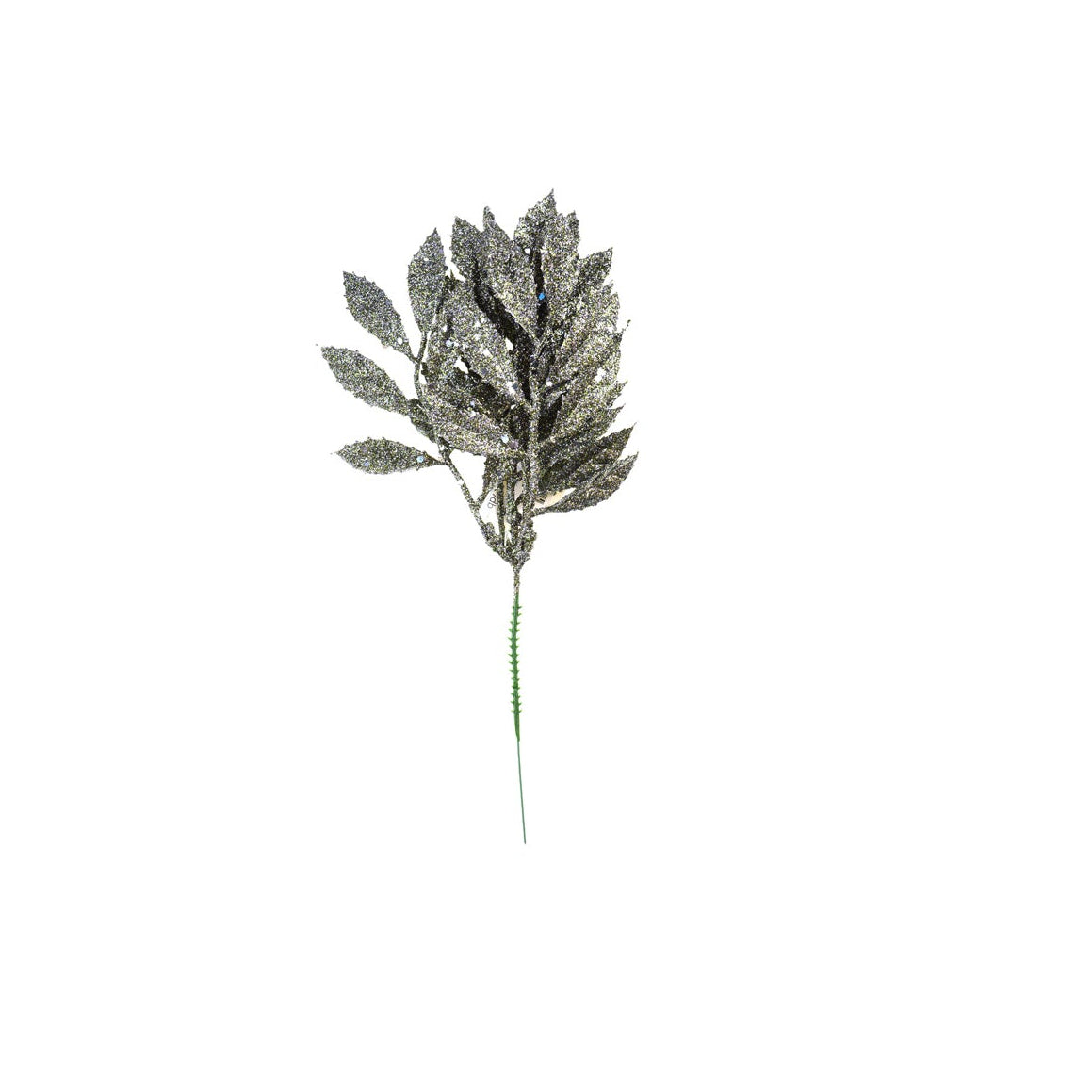 Ramura decorativa argintiu cu sclipici, 30 cm