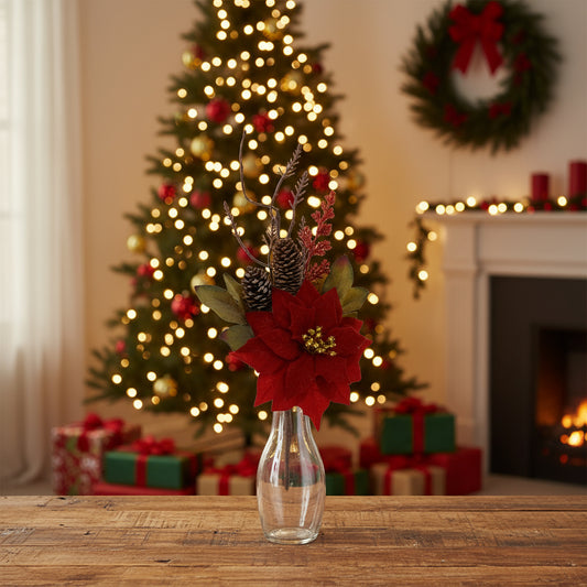 Ramura decorativa craciunita cu conuri 34 cm