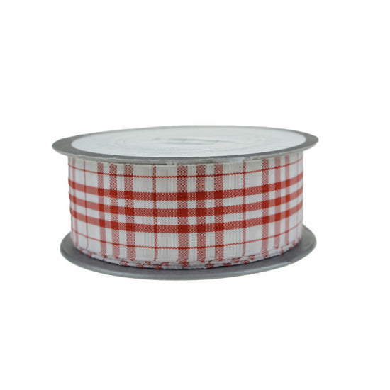 Panglica decorativa cu carouri rosii 3.8 cmx10m