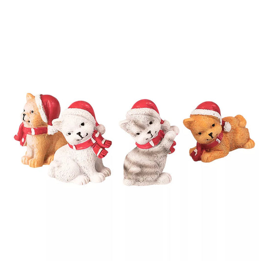 Decoratiune de craciun, Pisica cu fular si caciula set