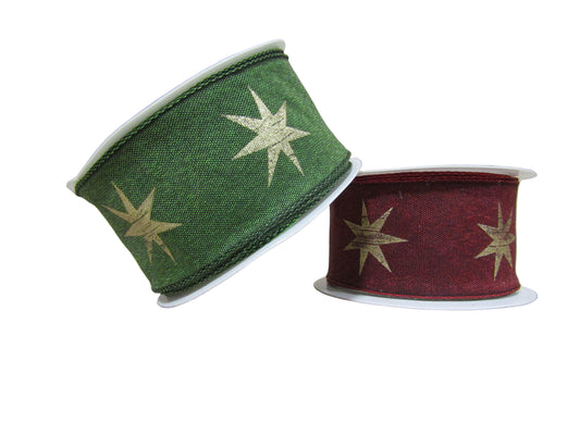 Panglica decorativa verde cu stelute 3.8 cm x 2m