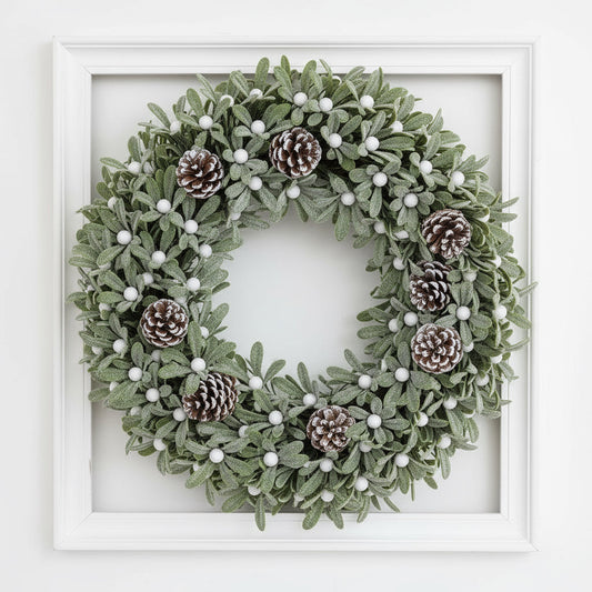 Coronita de craciun cu vasc si conuri de brad - 30 cm