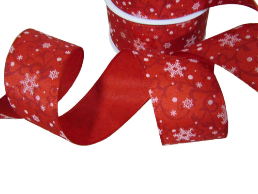 Panglica decorativa rosu cu fulgi 3.8 cm x 2m