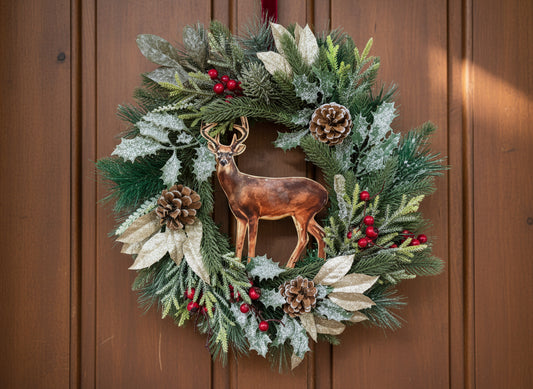 Coronita decorativa de craciun cu cerb 50 cm