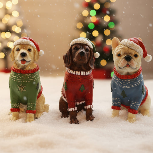 Decoratiune de craciun, Catel cu bluza si caciula